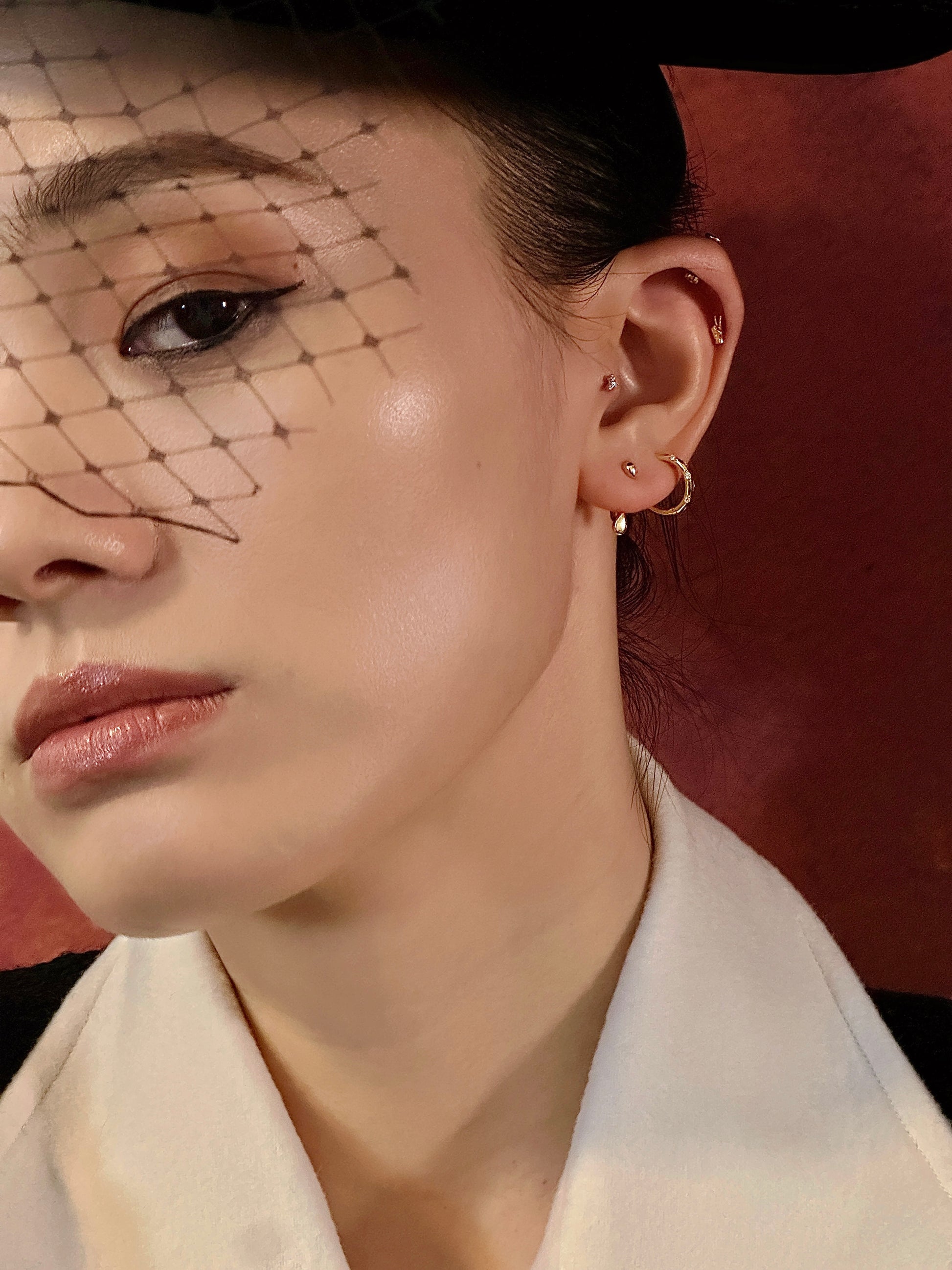 Gold-plated 925 sterling silver Aurora Dot Hoop Earrings