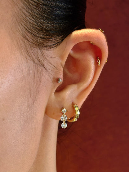 Gold-plated 925 sterling silver Mini Link Chain Flatback Earring