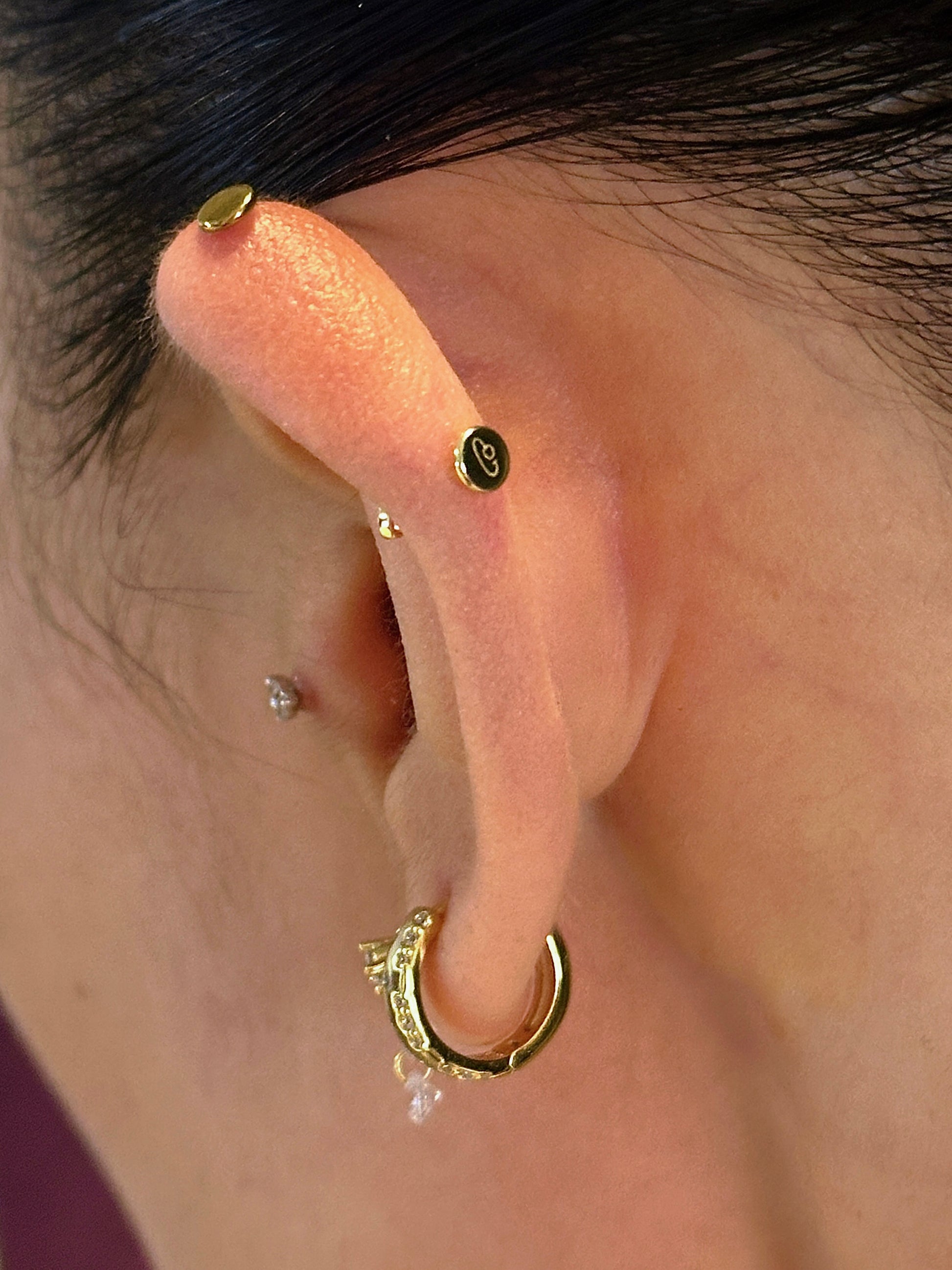 Gold-plated 925 sterling silver Mini Link Chain Flatback Earring