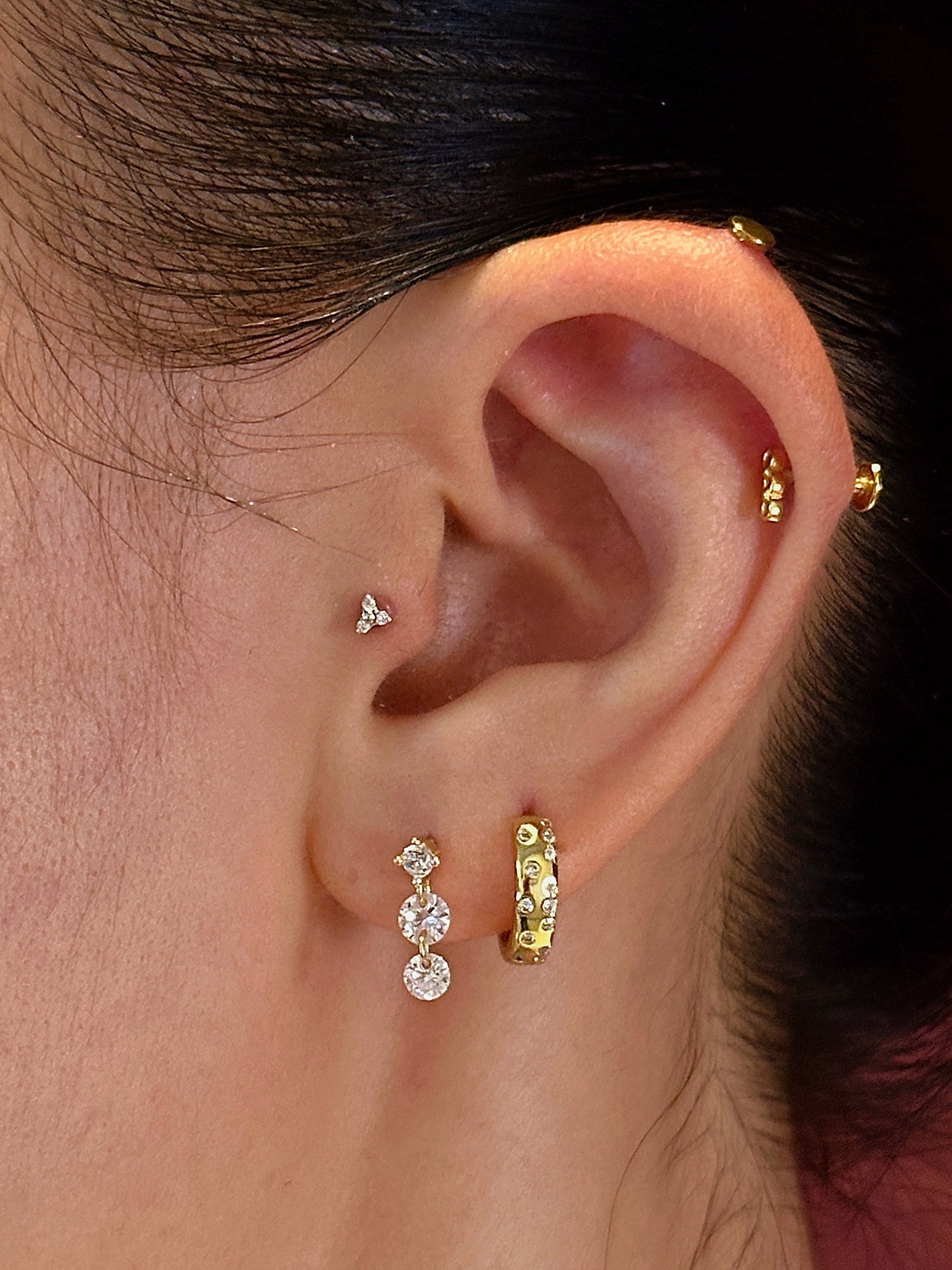 Gold-plated 925 sterling silver Mini Link Chain Flatback Earring