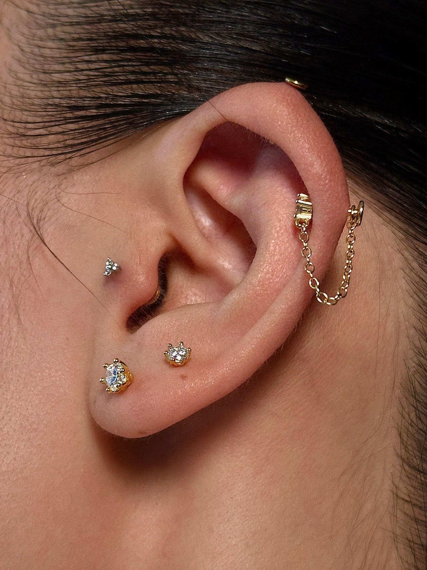 Gold-plated 925 sterling silver Six-Prong Zirconia Flatback Earring