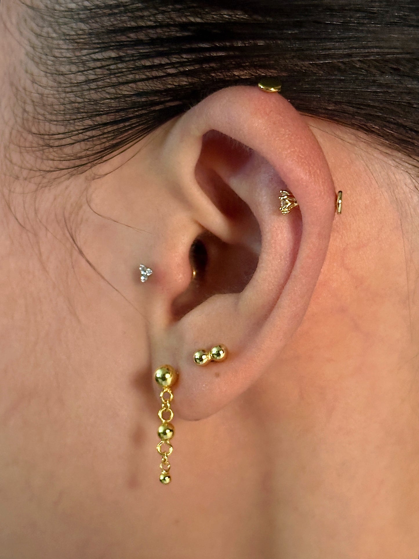 Gold-plated 925 sterling silver Ball Chain Flatback Earring