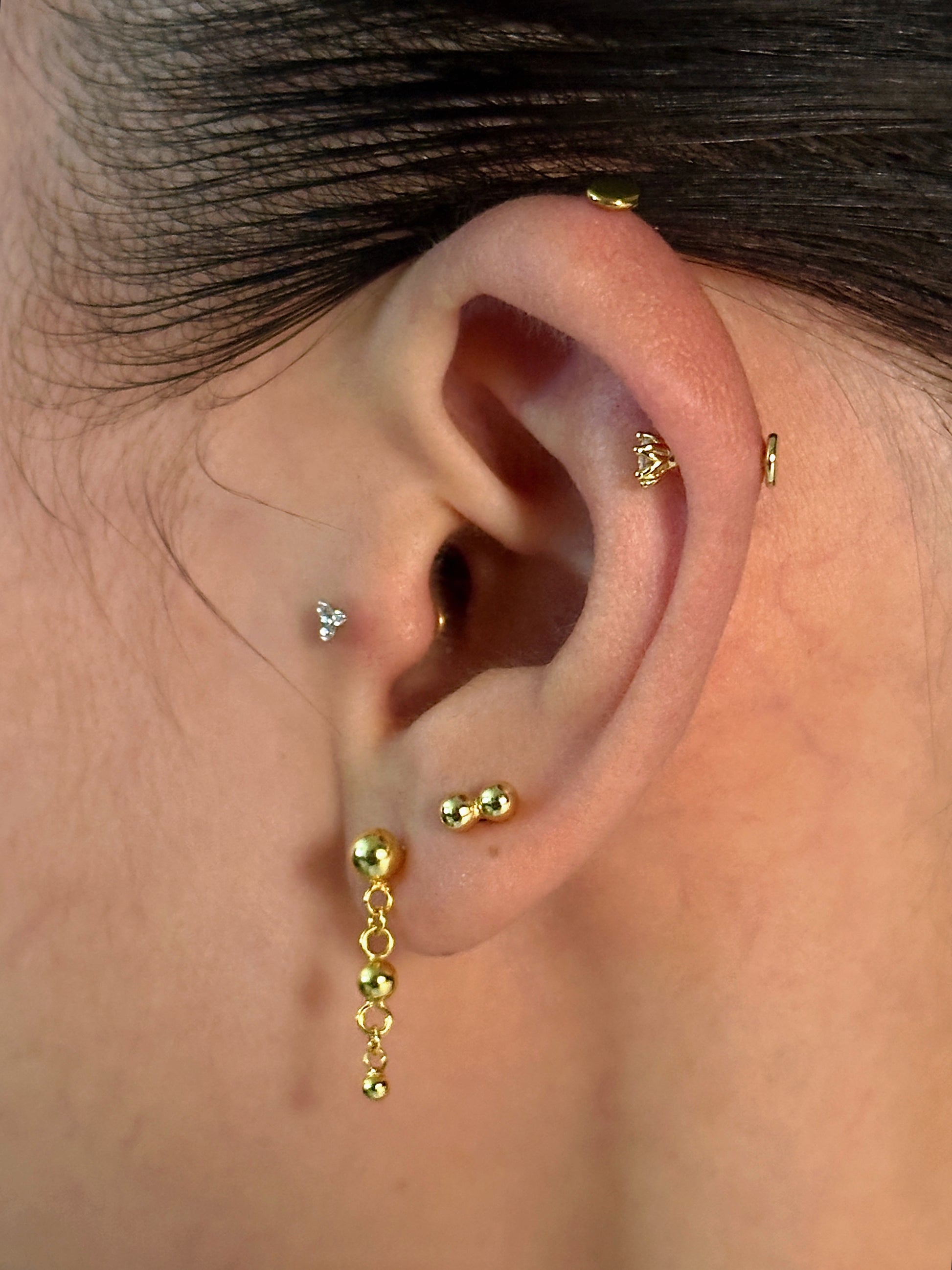 Gold-plated 925 sterling silver Ball Chain Flatback Earring