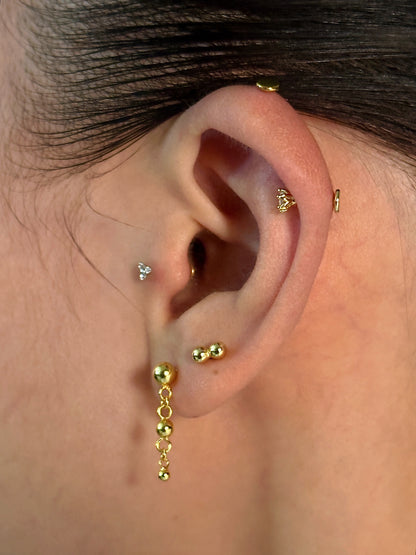 Gold-plated 925 sterling silver Ball Chain Flatback Earring