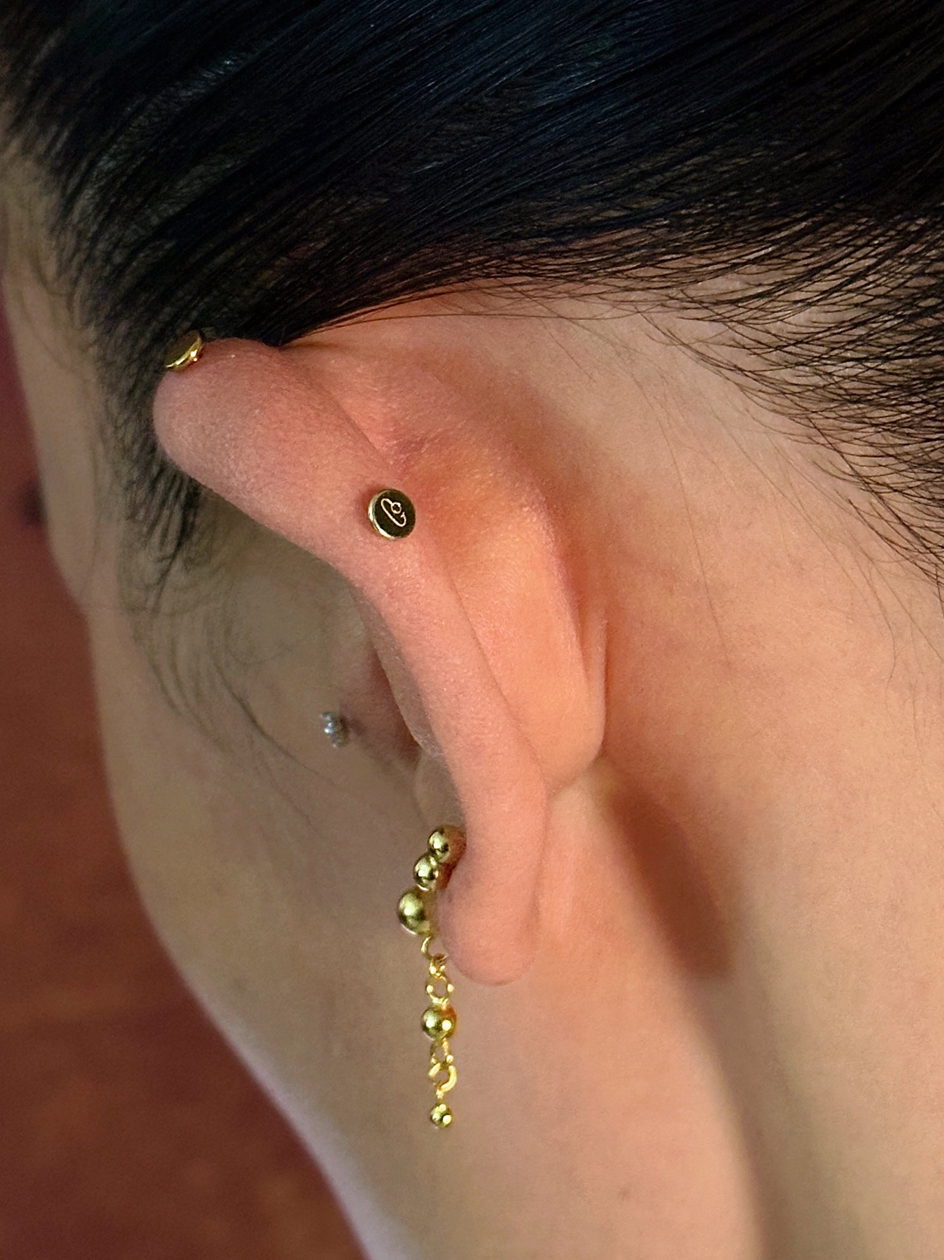 Gold-plated 925 sterling silver Ball Chain Flatback Earring