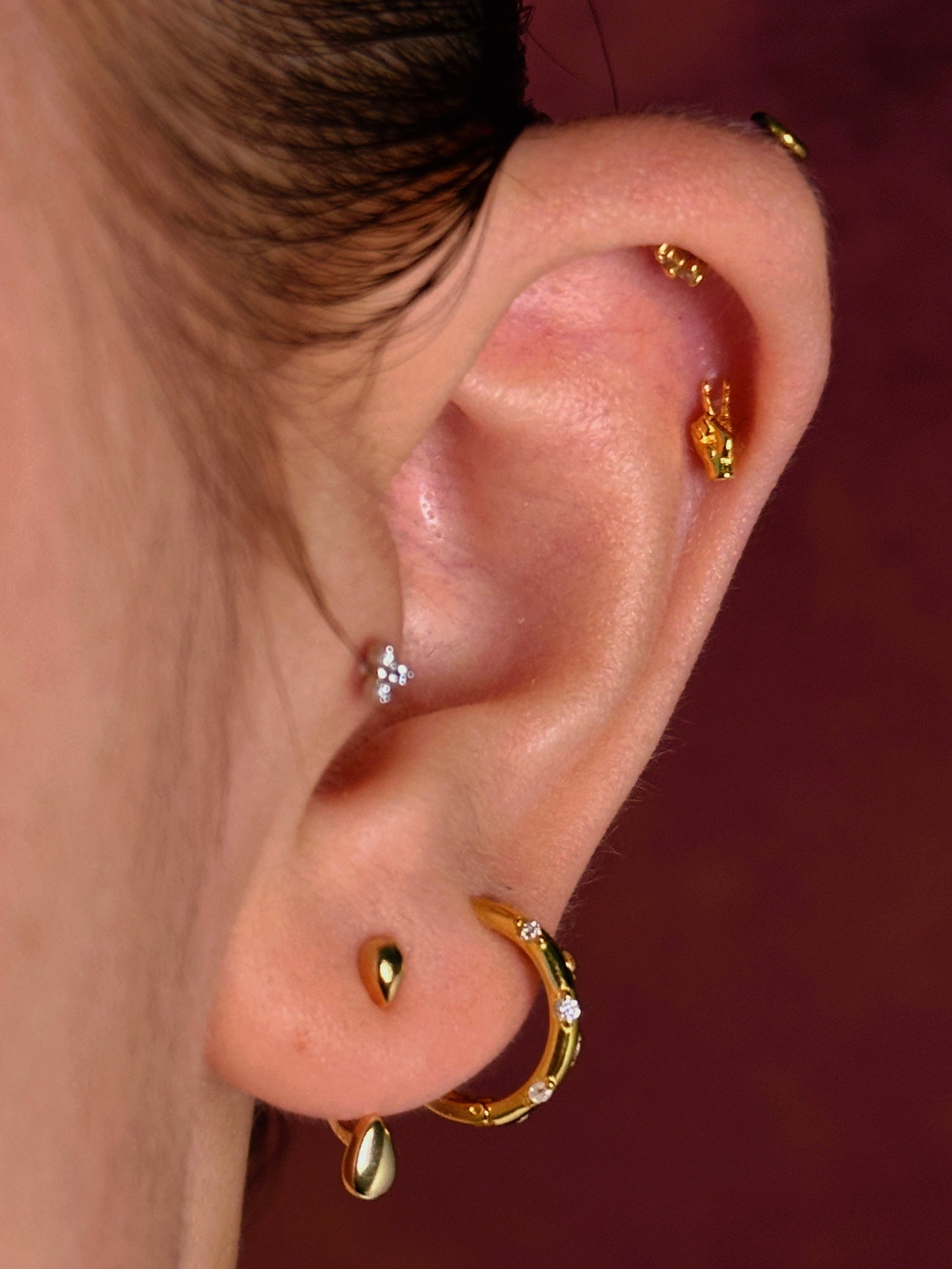 Gold-plated 925 sterling silver Aurora Dot Hoop Earrings