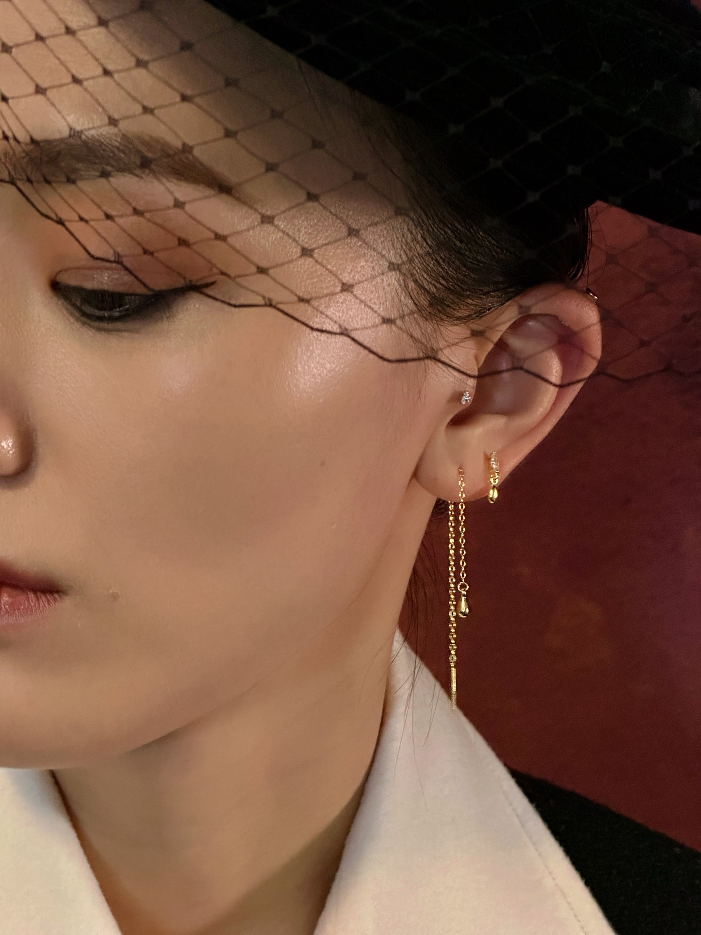 Gold-plated 925 sterling silver Teardrop Threader Earrings