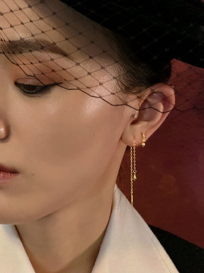 Gold-plated 925 sterling silver Teardrop Threader Earrings