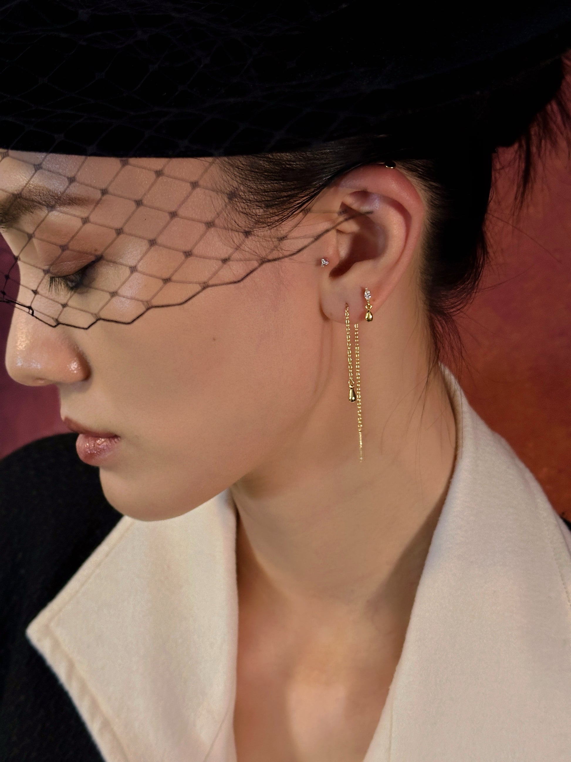 Gold-plated 925 sterling silver Teardrop Threader Earrings