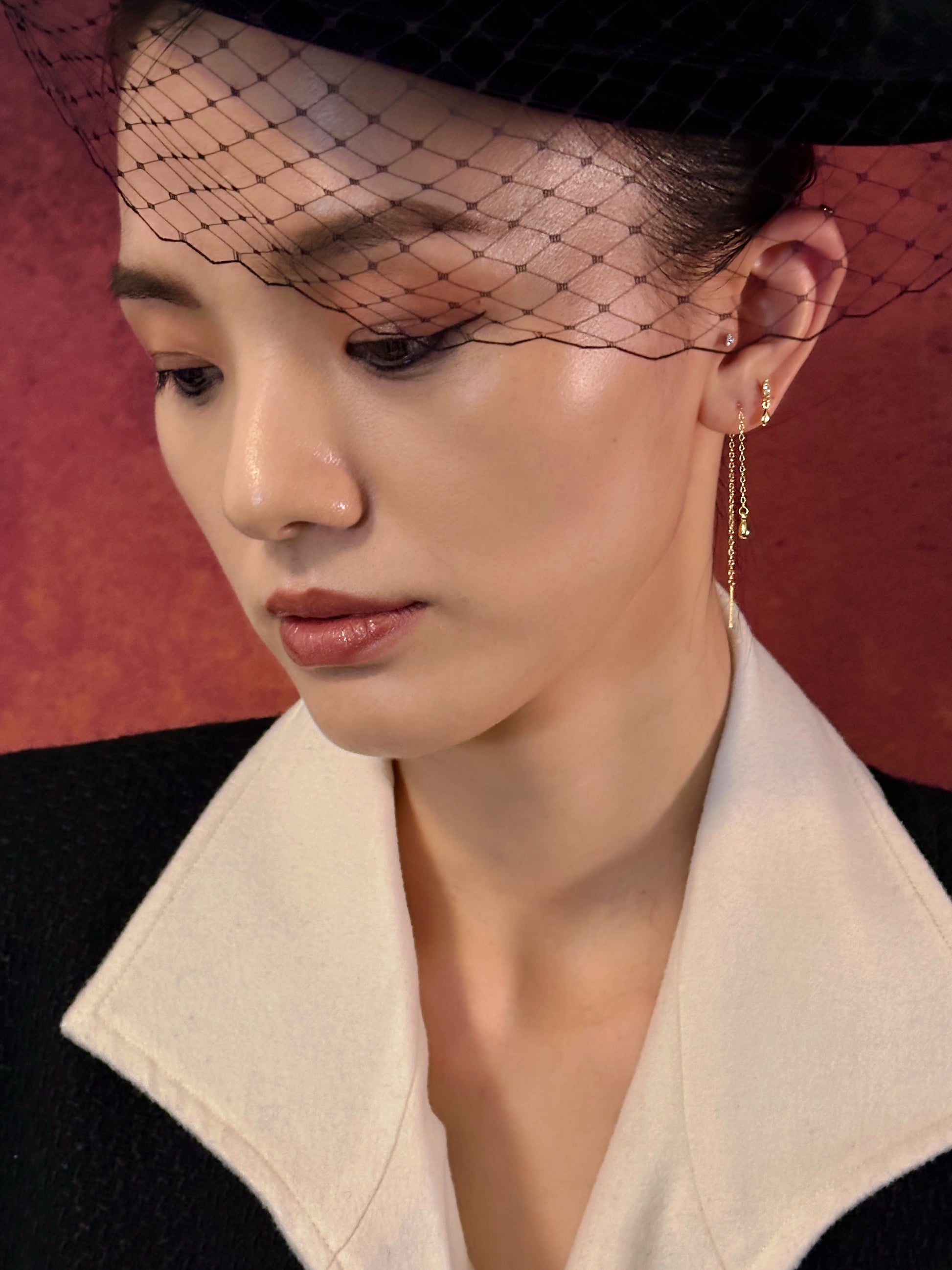 Gold-plated 925 sterling silver Teardrop Threader Earrings