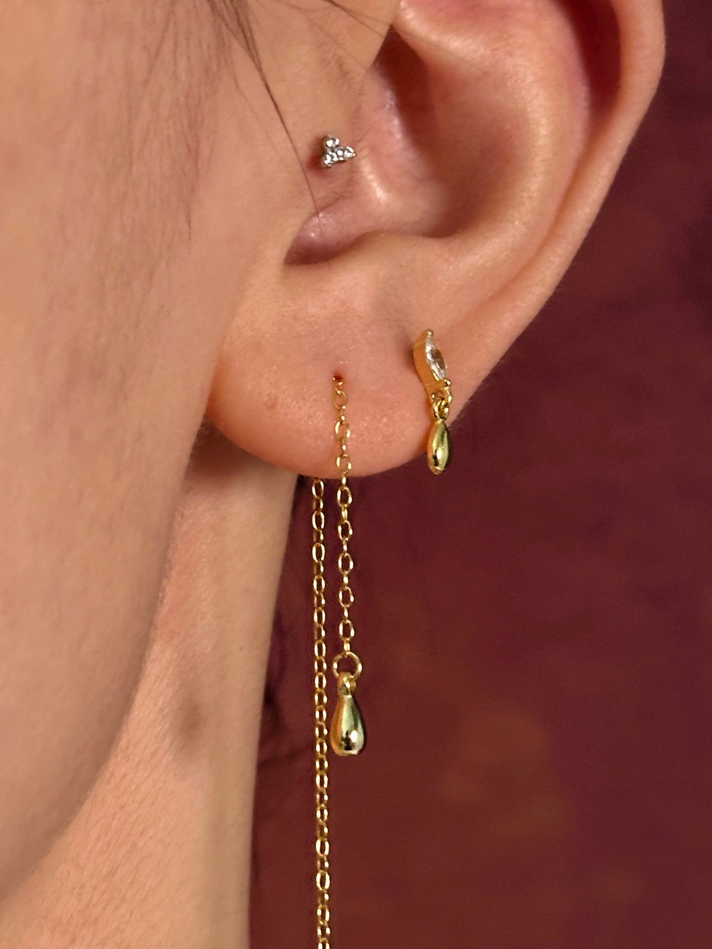 Gold-plated 925 sterling silver Teardrop Threader Earrings
