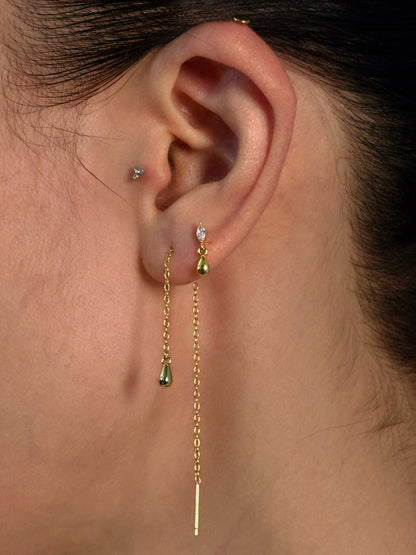 Gold-plated 925 sterling silver Teardrop Threader Earrings