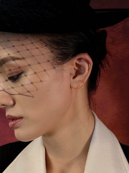 Gold-plated 925 sterling silver Aurelia Drape Flatback Earring