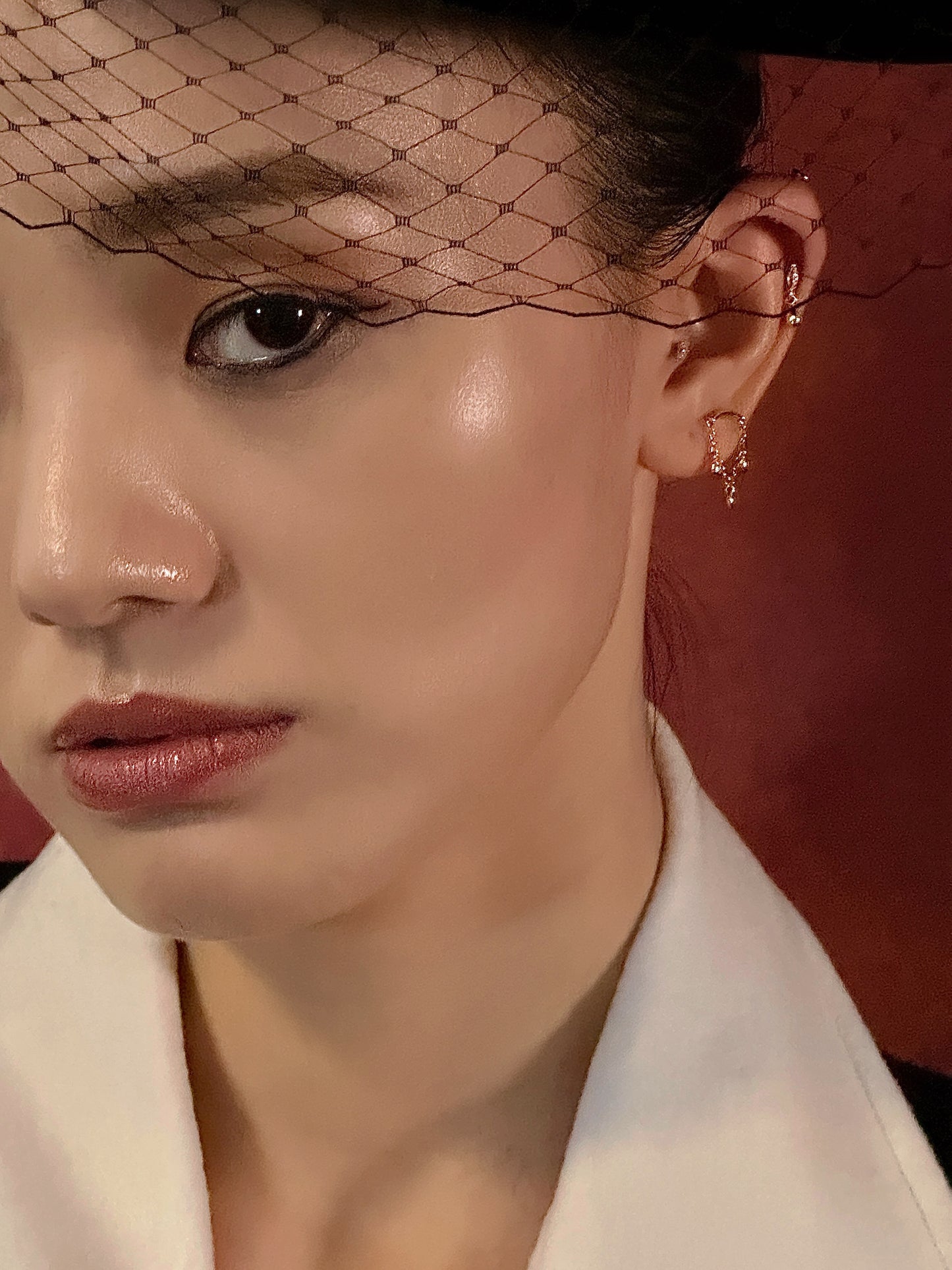 Gold-plated 925 sterling silver Aurelia Drape Flatback Earring