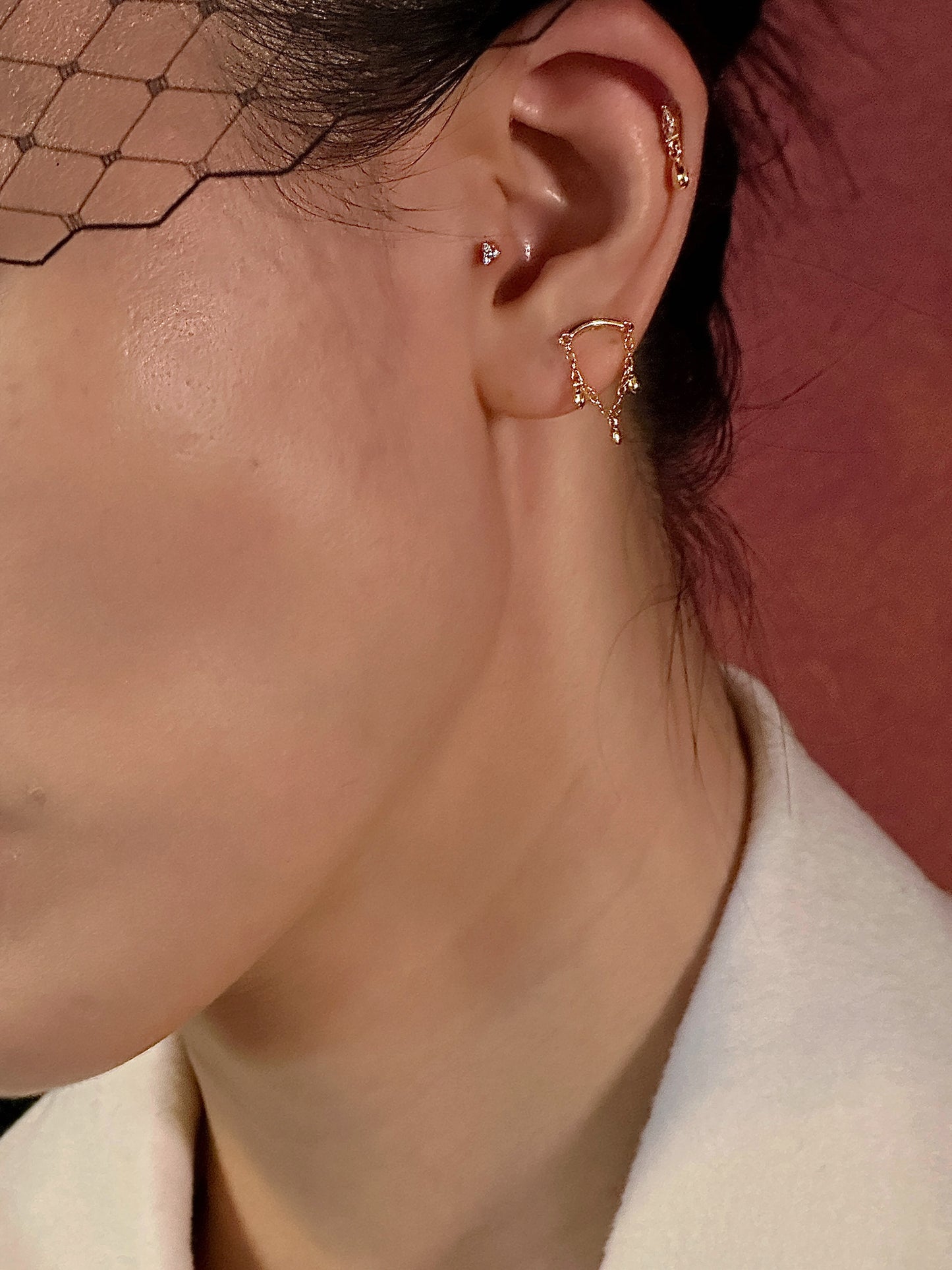 Gold-plated 925 sterling silver Aurelia Drape Flatback Earring