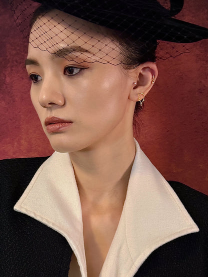 Gold-plated 925 sterling silver Aurelia Drape Flatback Earring