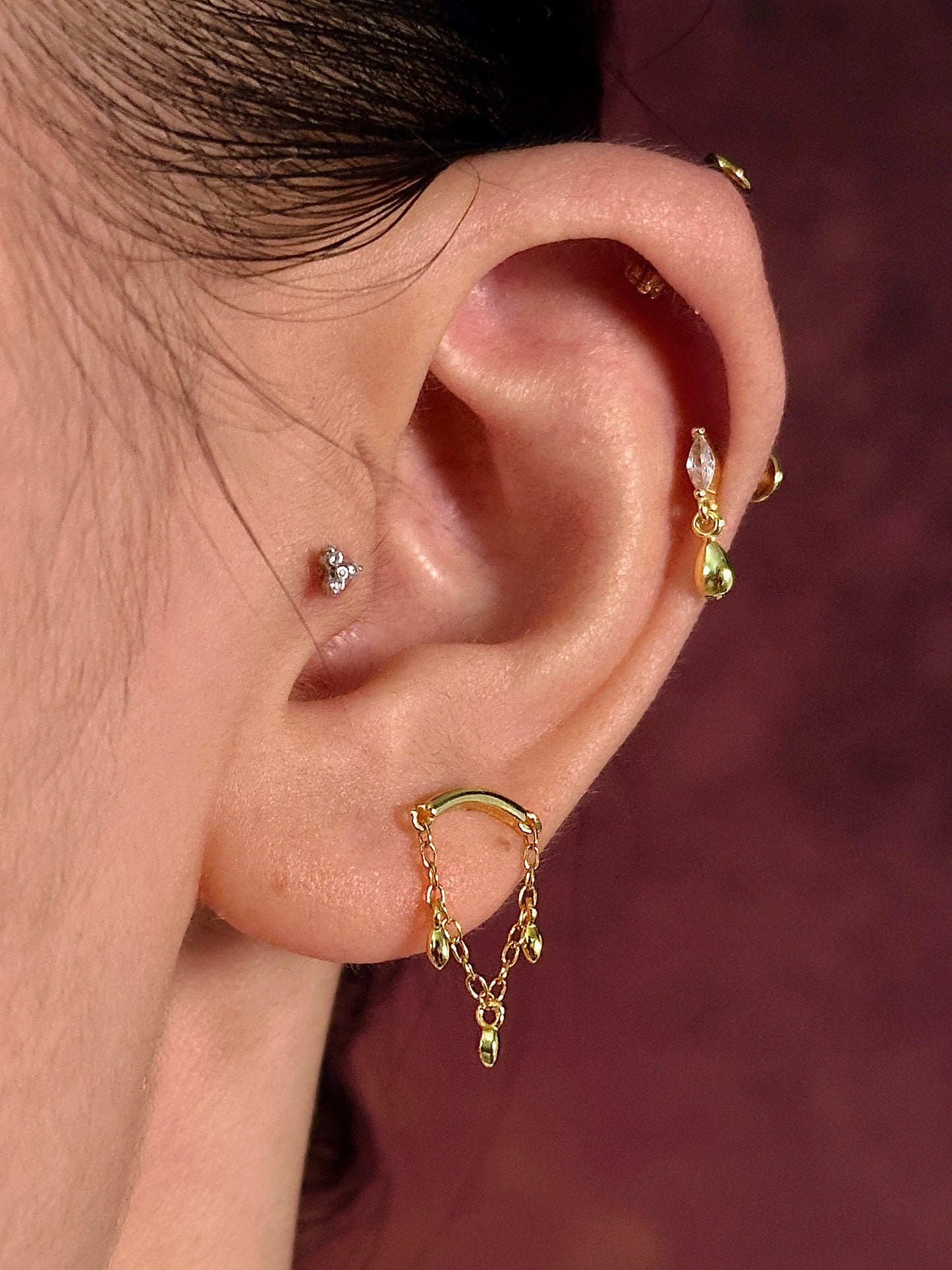 Gold-plated 925 sterling silver Aurelia Drape Flatback Earring