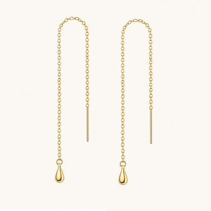 Gold-plated 925 sterling silver Teardrop Threader Earrings