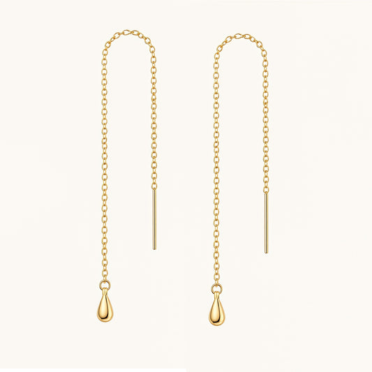 Gold-plated 925 sterling silver Teardrop Threader Earrings