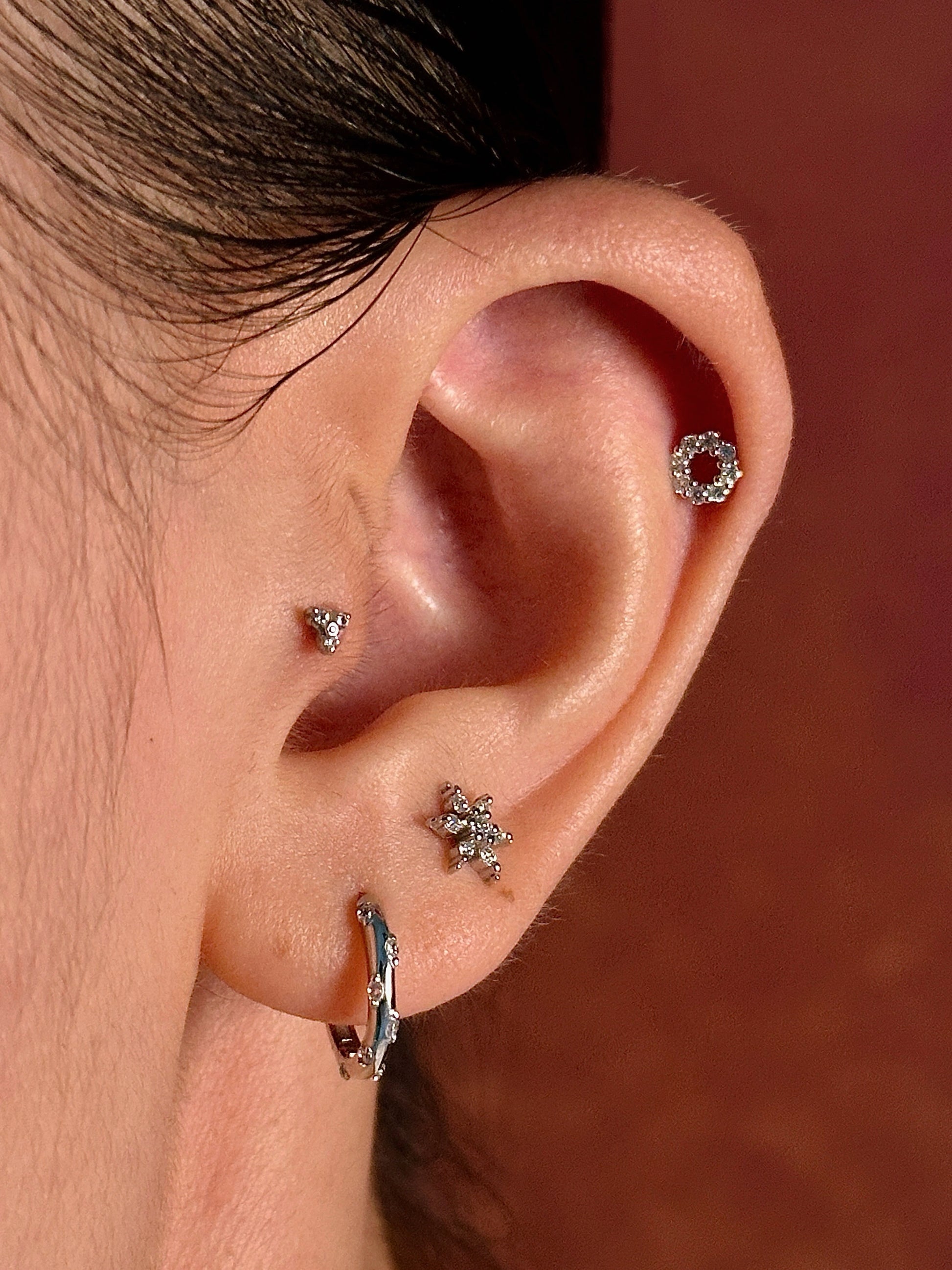 Gold-plated 925 sterling silver Icy Bloom Flatback Earring