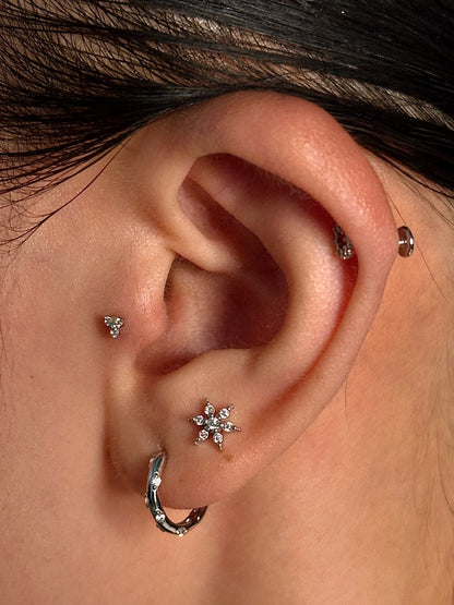 Gold-plated 925 sterling silver Icy Bloom Flatback Earring