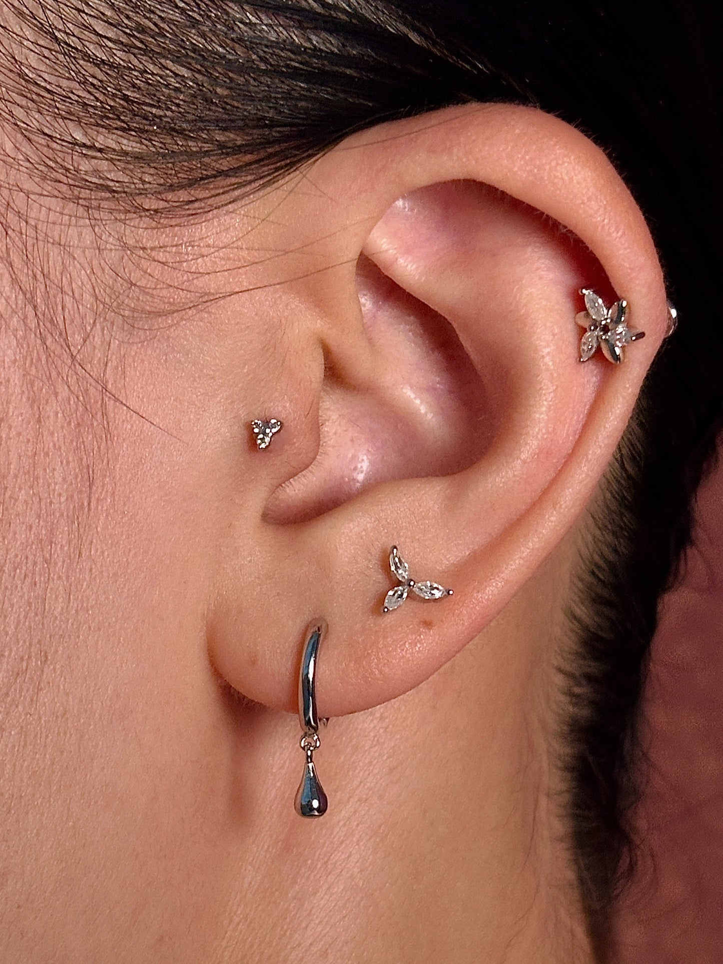 Gold-plated 925 sterling silver Windmill Moissanite Flatback Earring