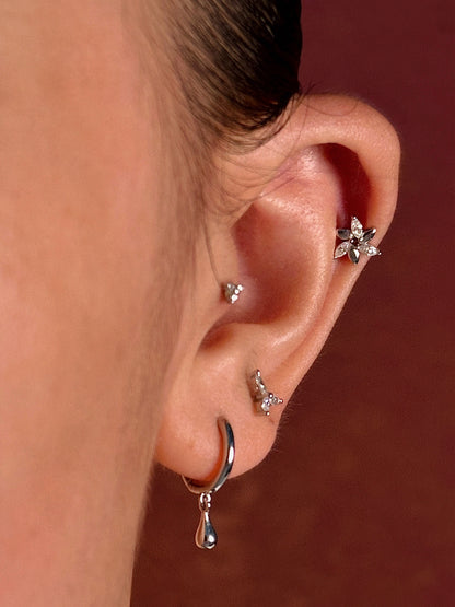 Gold-plated 925 sterling silver Windmill Moissanite Flatback Earring