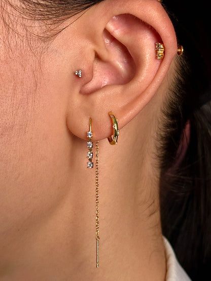 Gold-plated 925 sterling silver Double Stones Flatback Earring