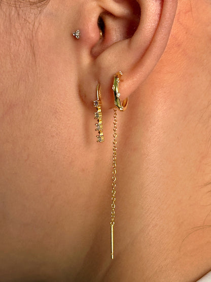 Gold-plated 925 sterling silver Sparkle CZ Threader Earrings