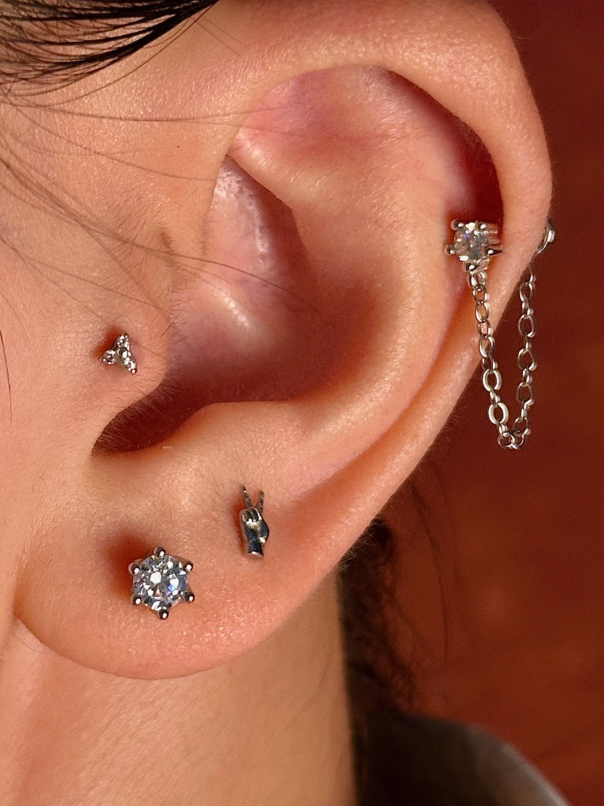 Gold-plated 925 sterling silver Six-Prong Zirconia Flatback Earring
