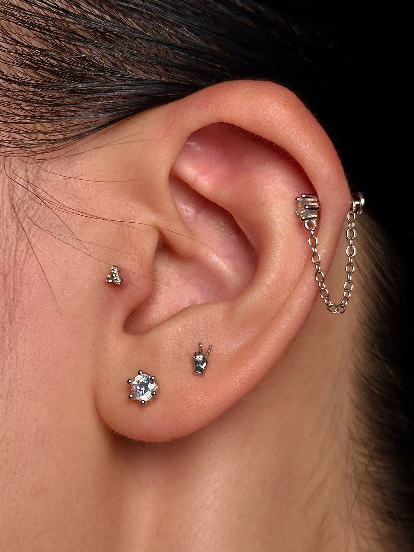 Gold-plated 925 sterling silver Six-Prong Zirconia Flatback Earring