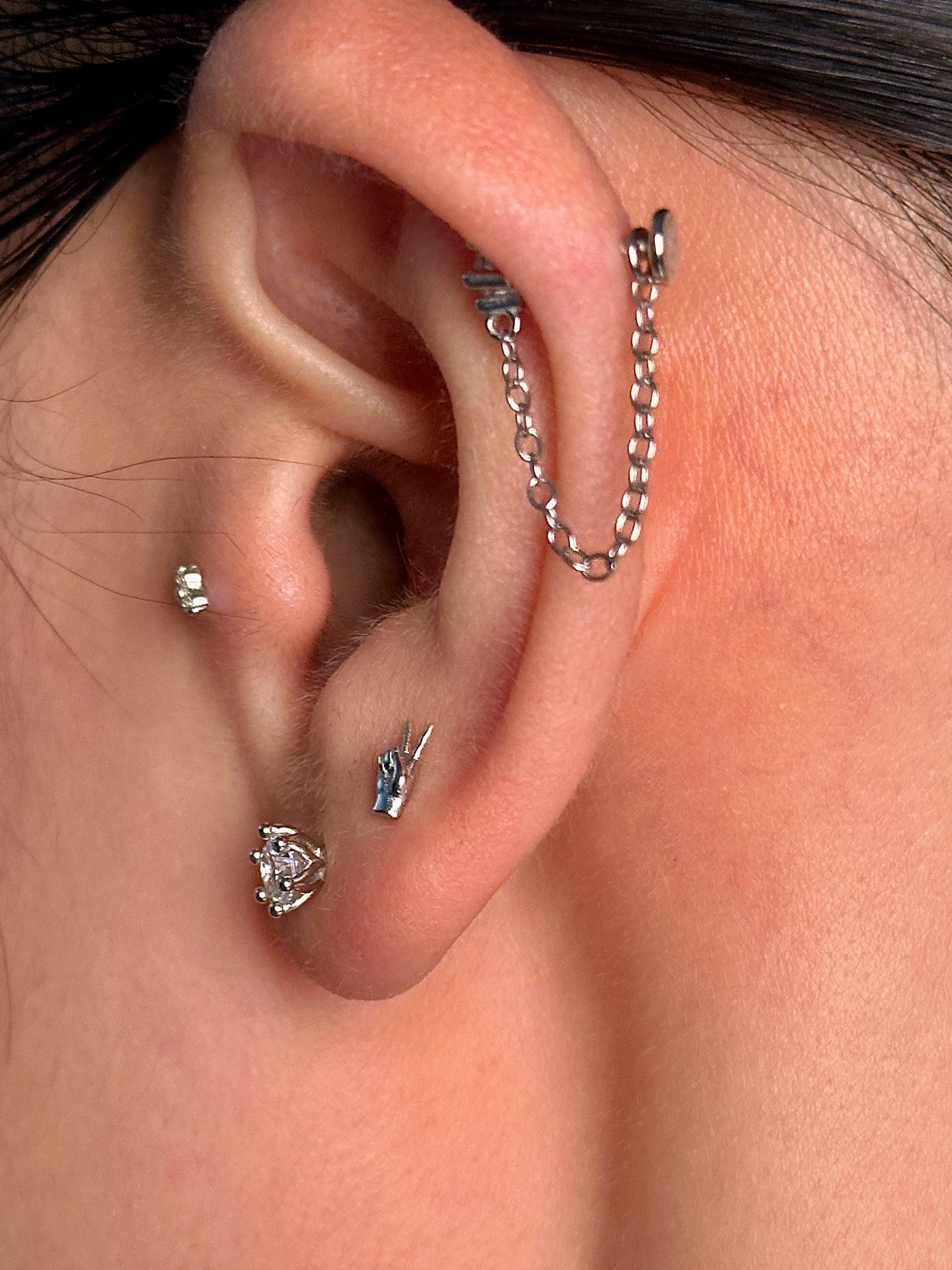 Gold-plated 925 sterling silver Six-Prong Zirconia Flatback Earring