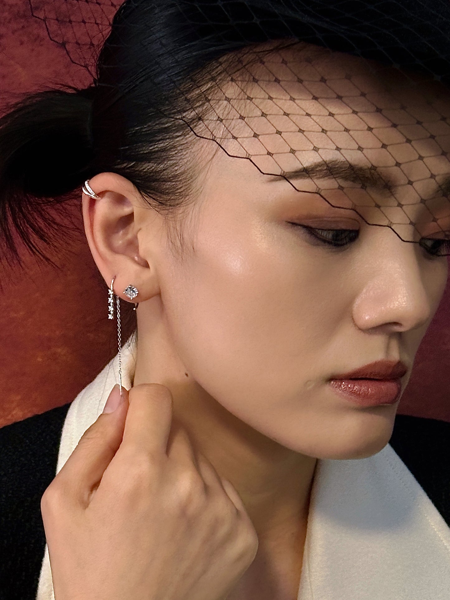 Gold-plated 925 sterling silver Sparkle CZ Threader Earrings