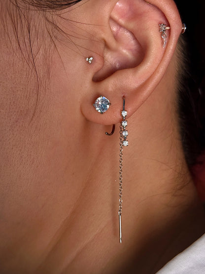 Gold-plated 925 sterling silver CZ Dangle Flatback Earring