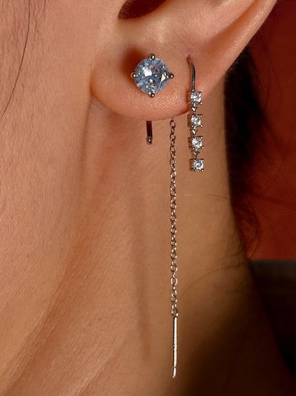 Gold-plated 925 sterling silver Sparkle CZ Threader Earrings