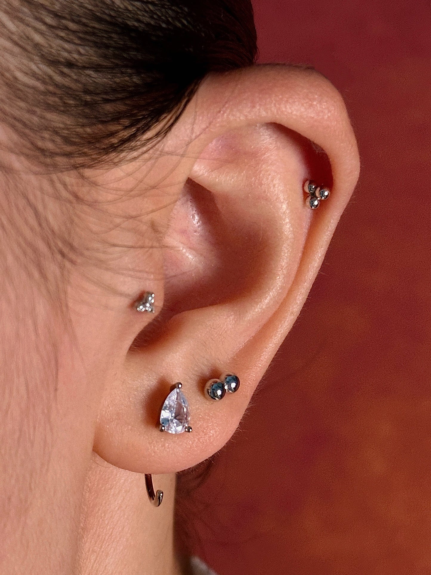 Gold-plated 925 sterling silver Double Ball Flatback Earring