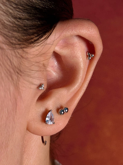 Gold-plated 925 sterling silver Double Ball Flatback Earring