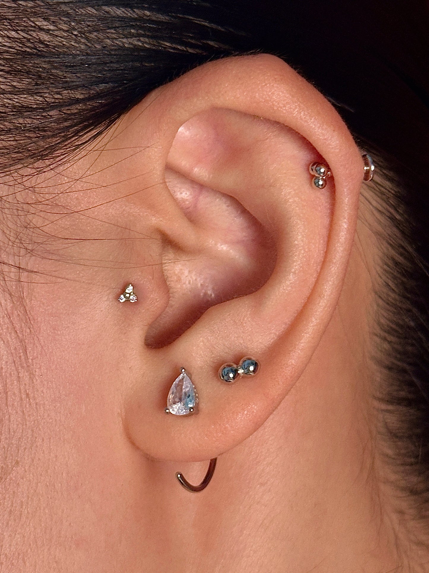 Gold-plated 925 sterling silver Double Ball Flatback Earring