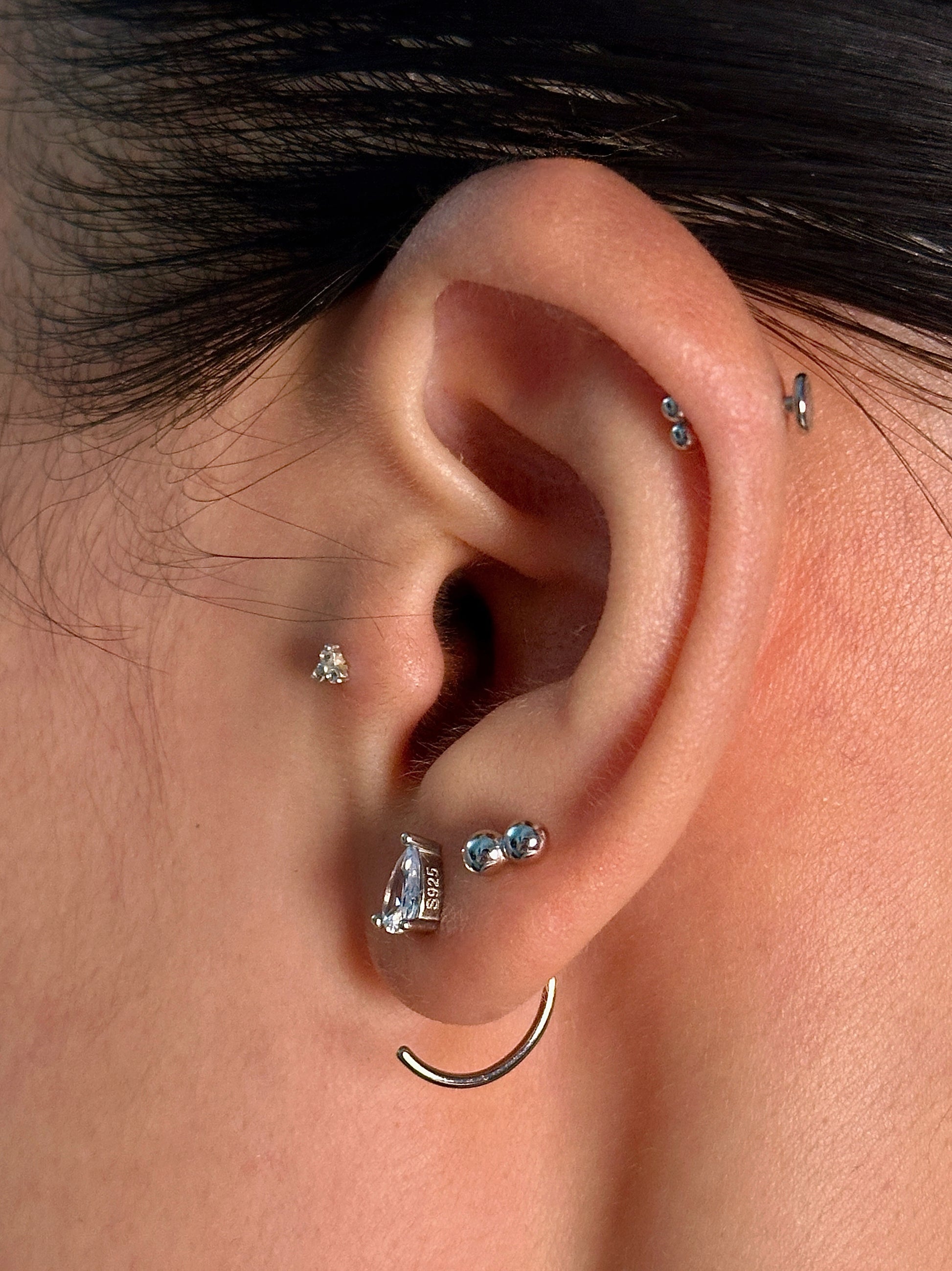 Gold-plated 925 sterling silver Double Ball Flatback Earring