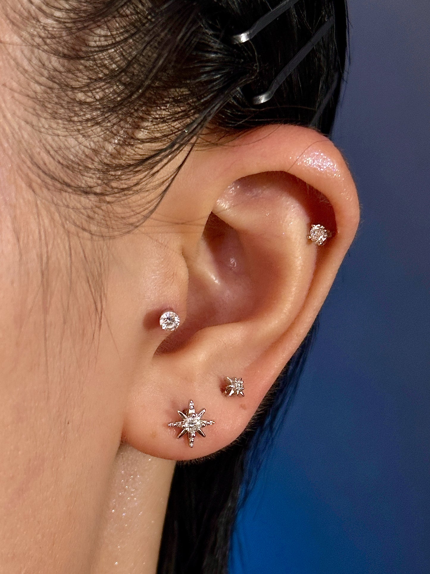 Gold-plated 925 sterling silver Meridian Light Flatback Earring