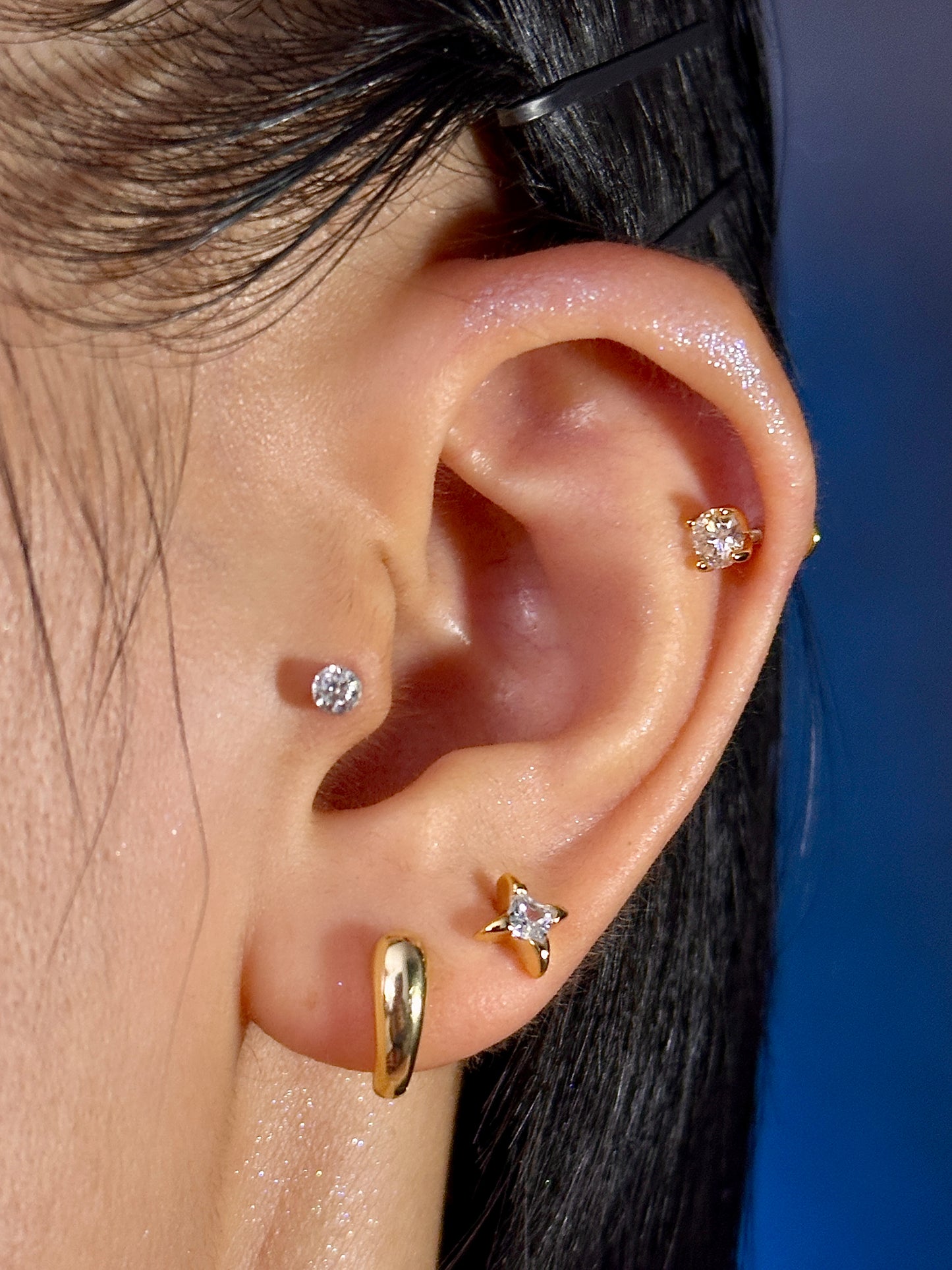 Gold-plated 925 sterling silver Guiding Star Flatback Earring