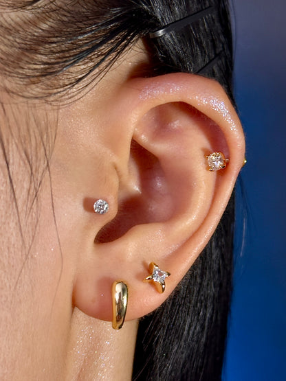 Gold-plated 925 sterling silver Guiding Star Flatback Earring