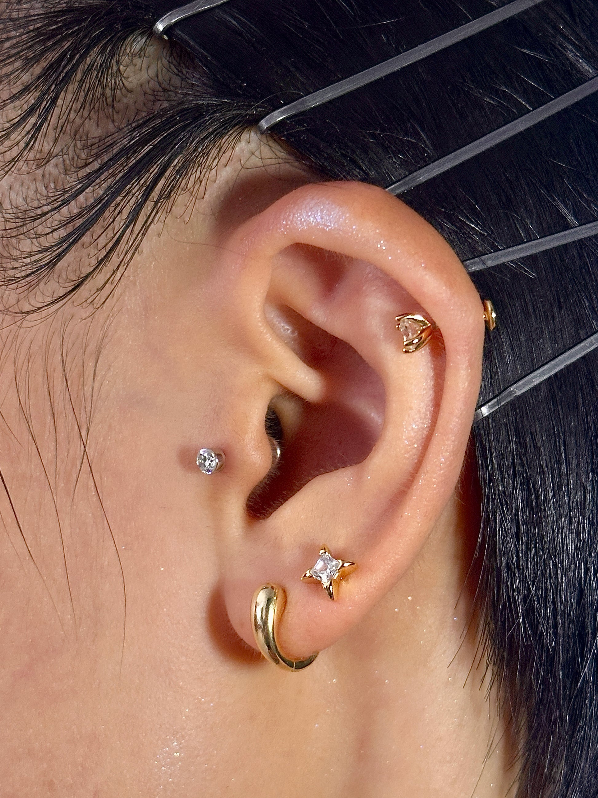 Gold-plated 925 sterling silver Guiding Star Flatback Earring