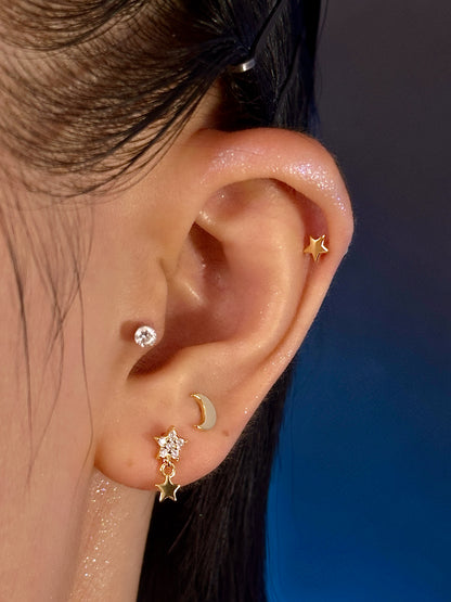 Gold-plated 925 sterling silver Celeste Star Drop Flatback Earring