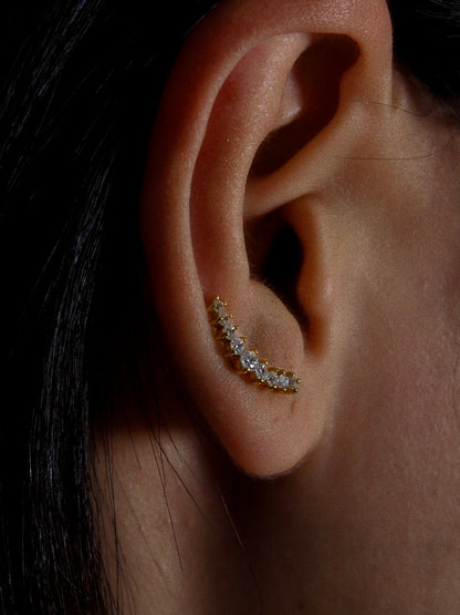 Gold-plated 925 sterling silver Crescent Flatback Earring