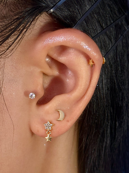 Gold-plated 925 sterling silver Celeste Star Drop Flatback Earring