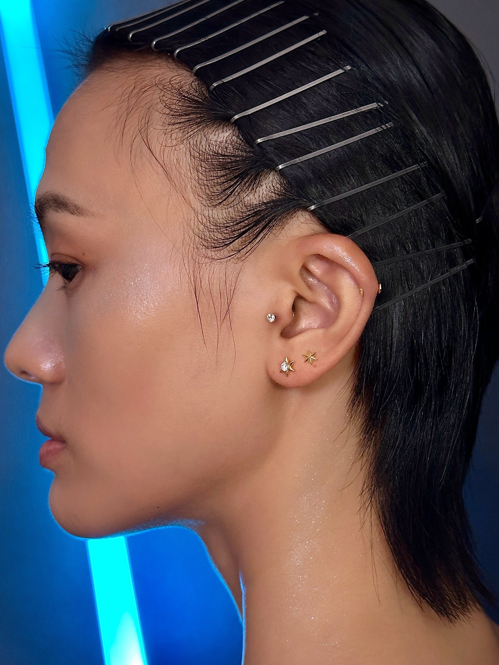 Gold-plated 925 sterling silver Orbit Ray Flatback Earring