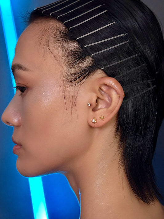 Gold-plated 925 sterling silver Orbit Ray Flatback Earring