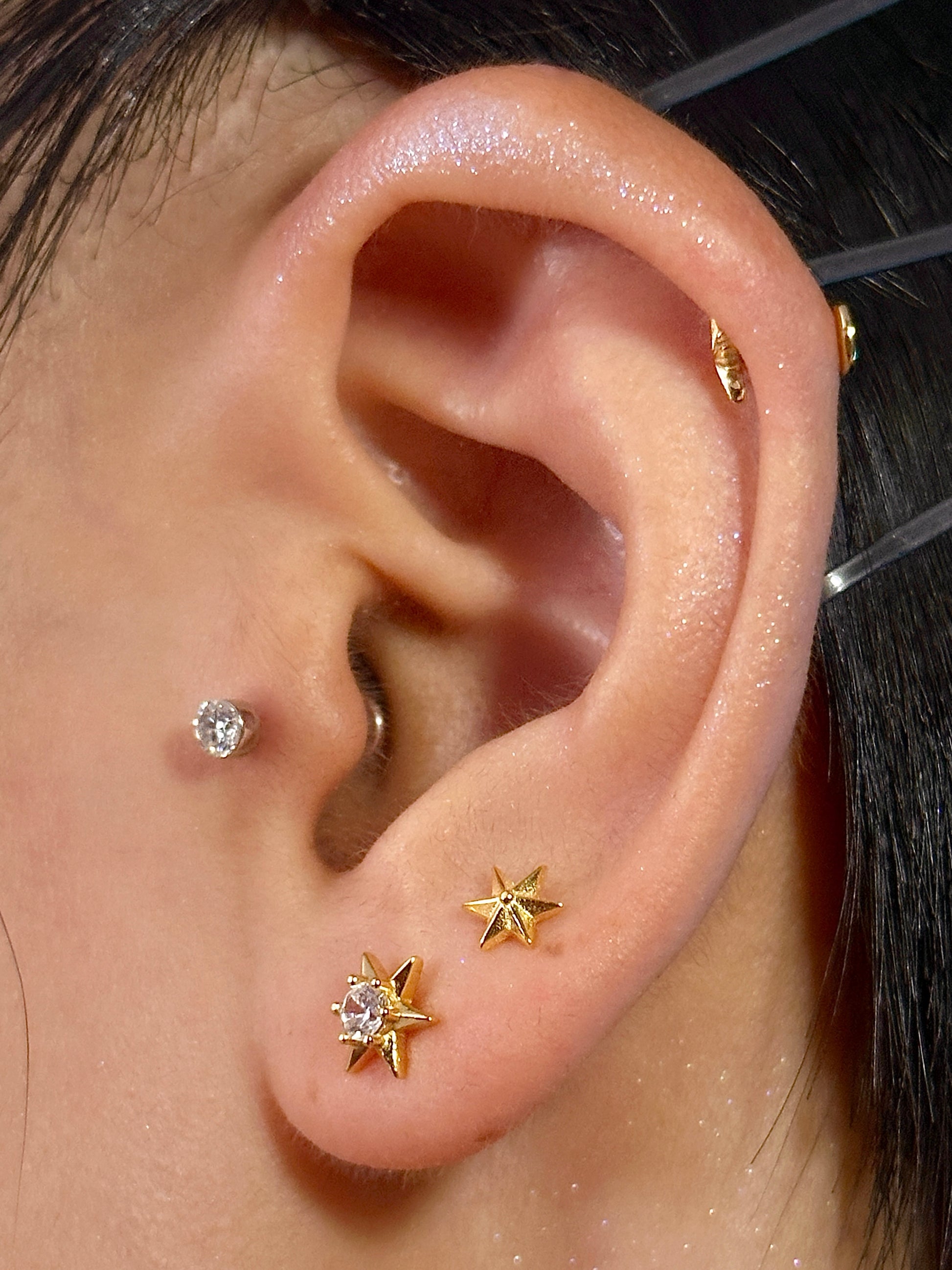 Gold-plated 925 sterling silver Orbit Ray Flatback Earring