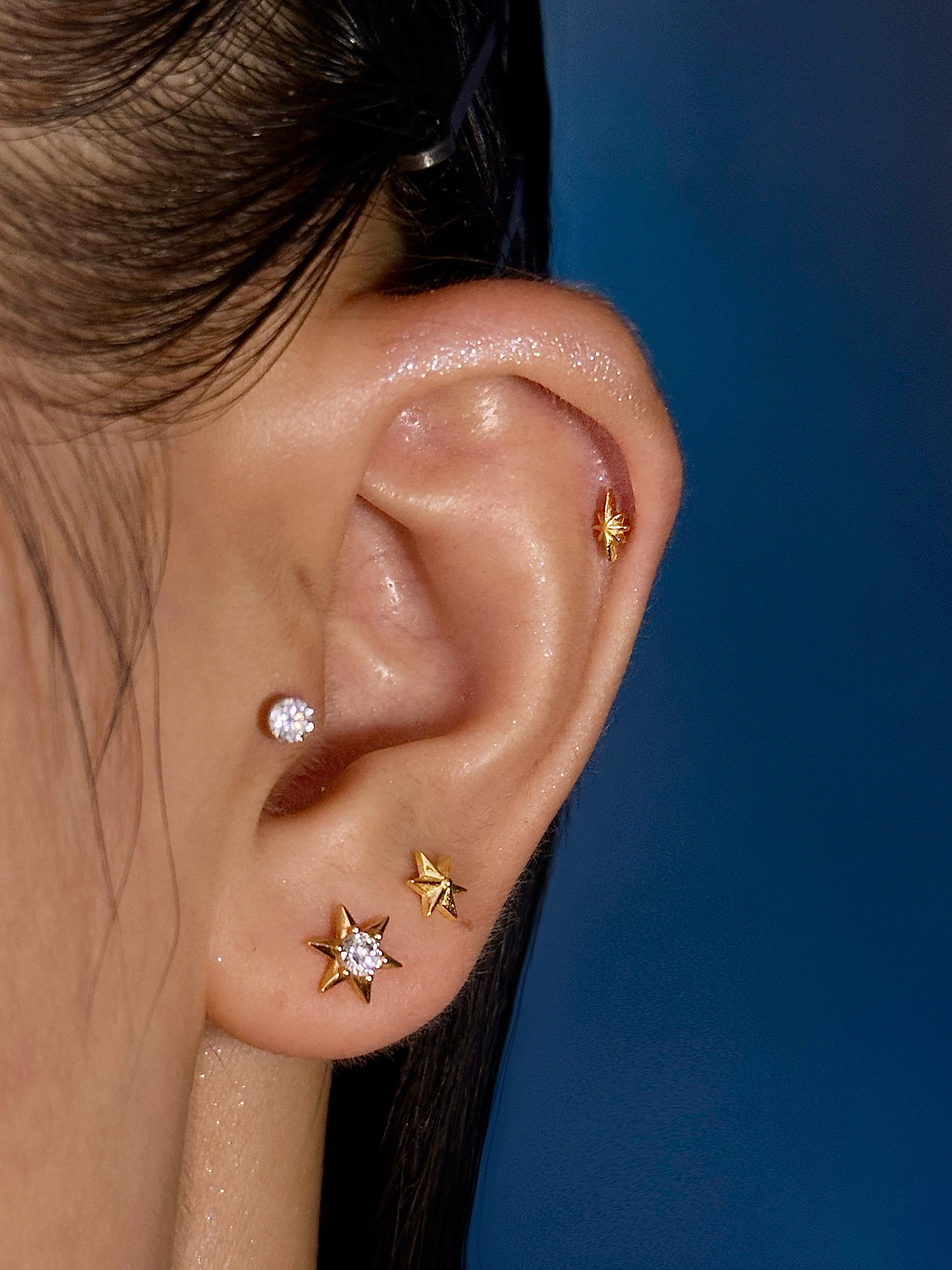 Gold-plated 925 sterling silver Orbit Ray Flatback Earring